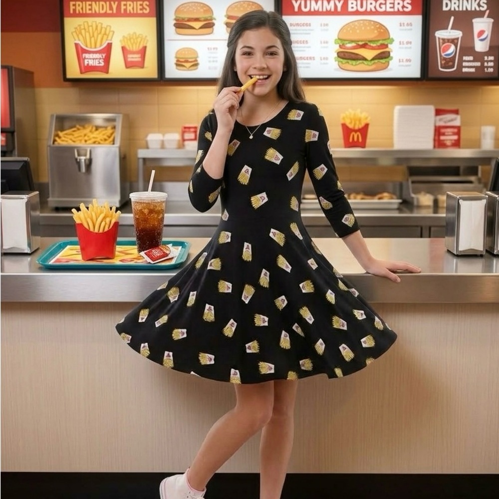 Forever21 French Fry Flutter Skater Girl Dress